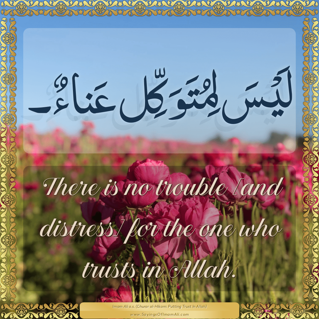 There is no trouble [and distress] for the one who trusts in Allah.